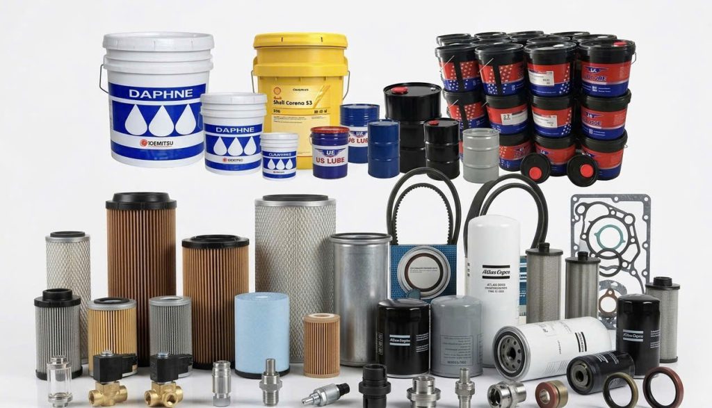 Bộ phụ tùng bảo dưỡng máy nén khí định kỳ gồm lọc tách và dầu máy nén khí