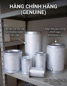 lọc tách dầu máy nén khí chính hãng với kết cấu lưới thép tiêu chuẩn và vật liệu sợi thủy tinh chất lượng cao