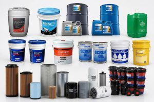 Các loại dầu máy nén khí trục vít chính hãng như Sullair, Hitachi, Kobelco, Daphne cùng bộ kit lọc gió, lọc dầu bảo dưỡng định kỳ