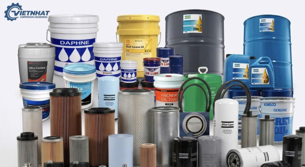 Dầu máy nén khí trục vít cùng bộ lọc dầu, lọc gió và lọc tách dầu chính hãng tại Hải Phòng